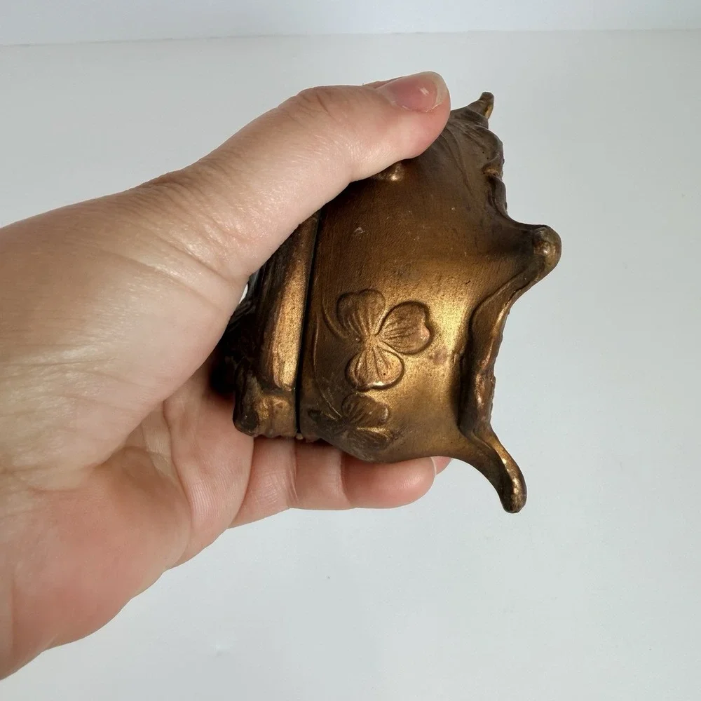 2 Antique Victorian Jewelry Trinket Box Art Nouveau Casket Gold Gilt Floral Rose